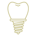 Dental implant icon with heart-shaped crown and threaded post design